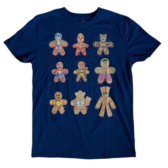 Marvel Shirt Mens Medium Gingerbread Cookie Holiday Christmas Avengers Guardians - Picture 1 of 7